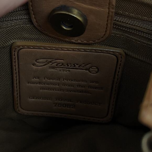 Vintage Fossil Woven Handbag With Leather Handles - Picture 7 of 7